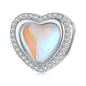 Heart-shaped Transparent Glass with Zircon Love Bead