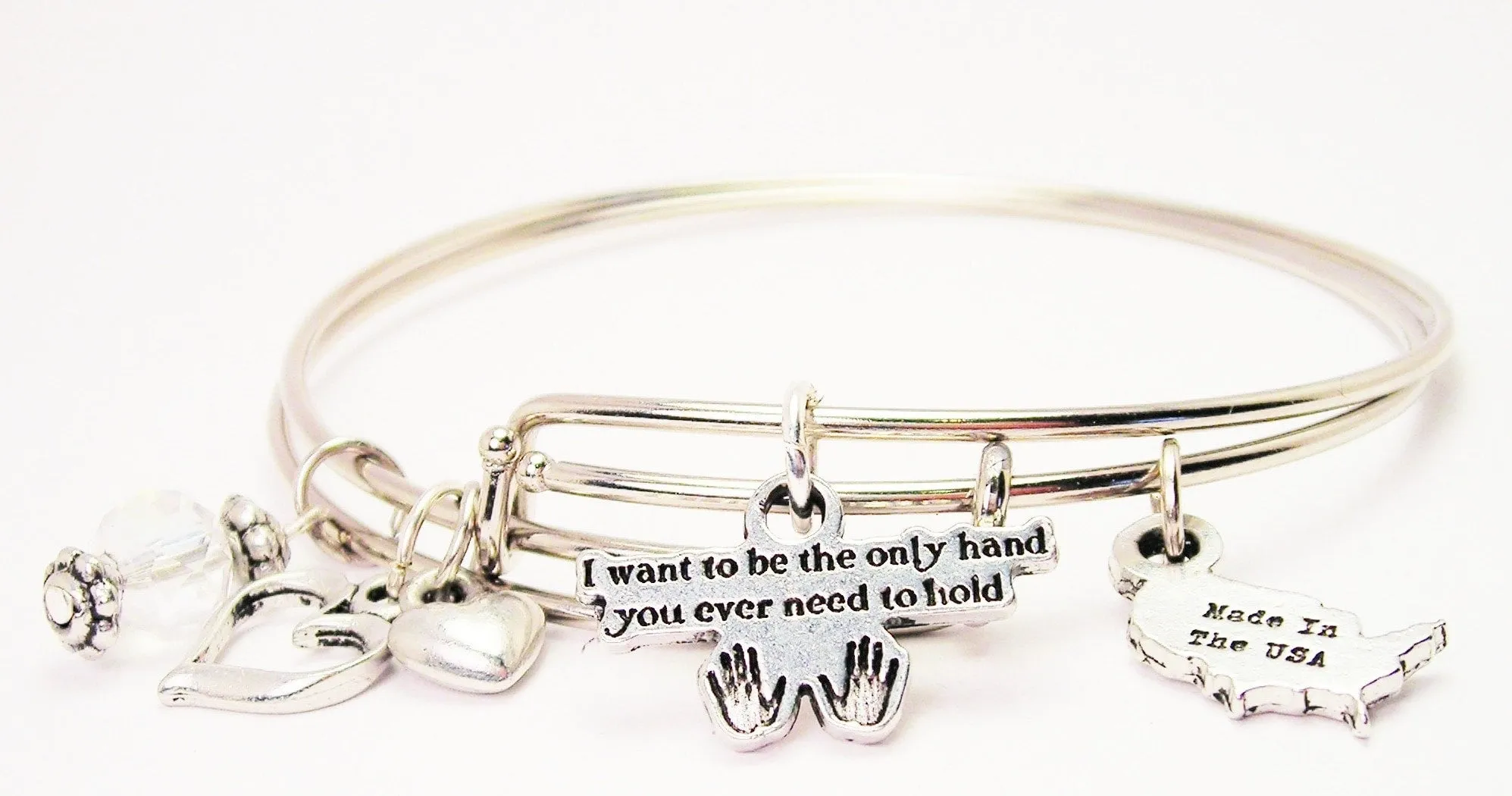 I Want To Be The Only Hand You Need To Hold Expandable Bangle Bracelet Set