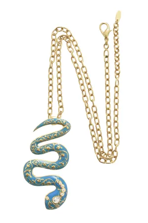 ISHARYA FIRE Blue Turquoise Serpent Pendant