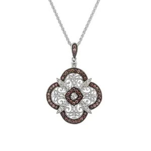 Keith Jack Sterling Silver Rhodium   CZ Night & Day Scalloped Pendant