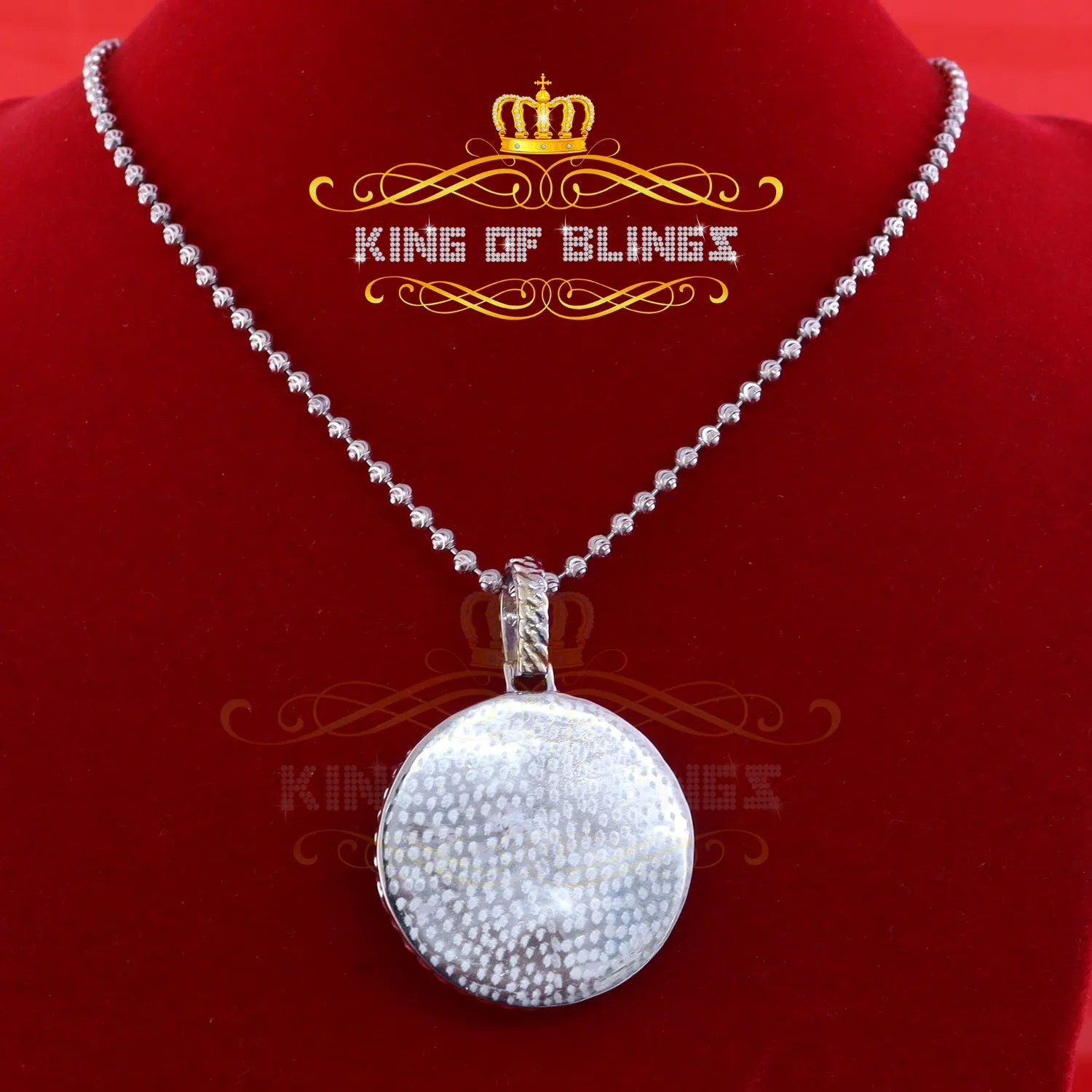 King Of Bling's 925 Sterling Silver 2.00ct W/Crushed Moissanite White "1.50" Jesus Charm Pendant