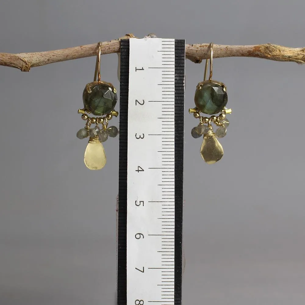 Labradorite Orchid Earrings