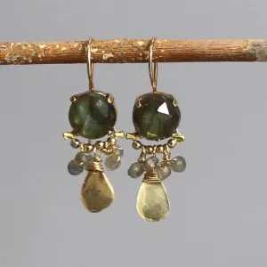 Labradorite Orchid Earrings