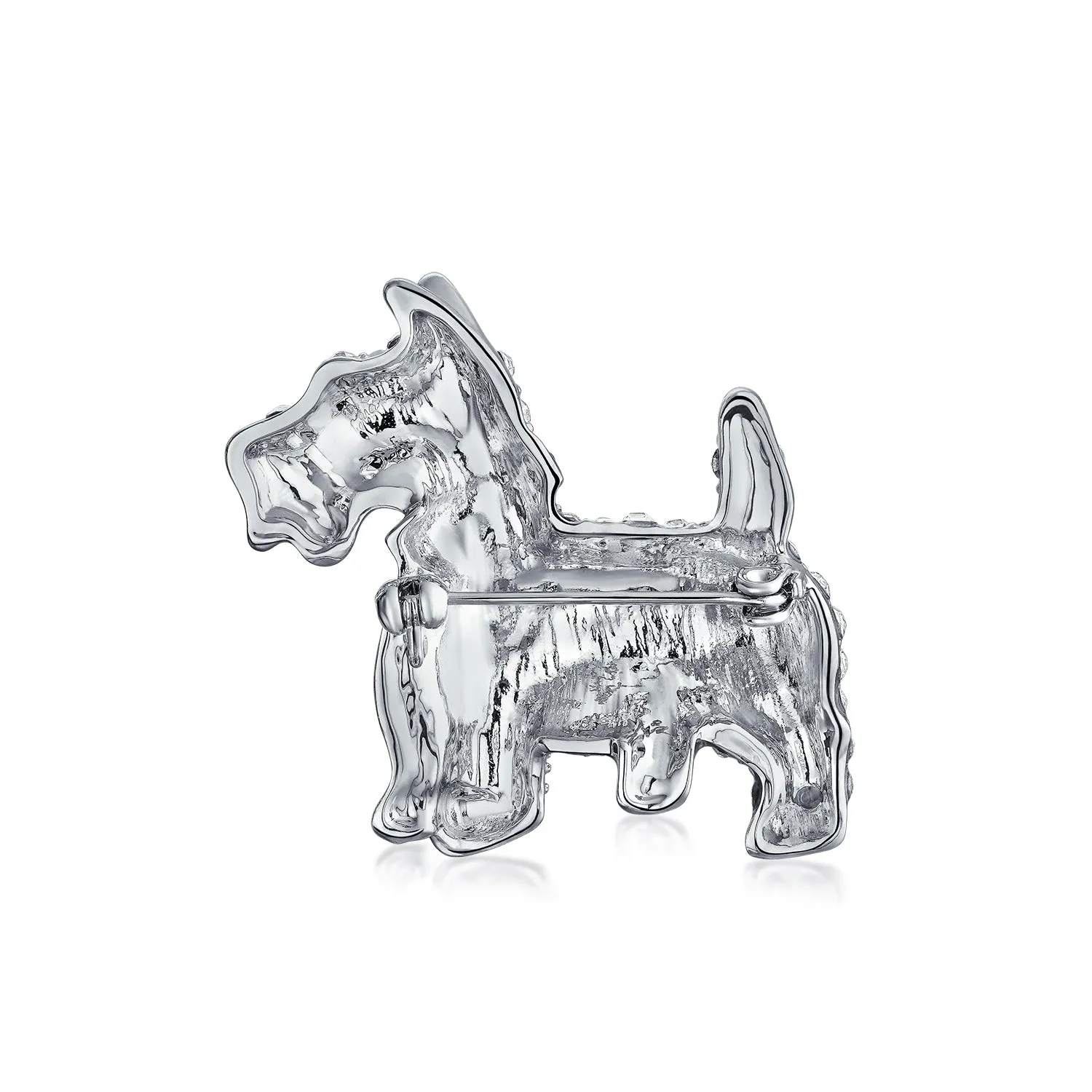 Large Statement Blue Crystal Westie Dog Brooche Pin Silver Tone 1.3 Inch