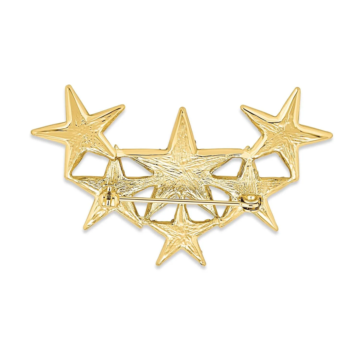 Large Statement Celestial Patriotic USA Rock Star Crystal Stars Brooche Pin SilverGold