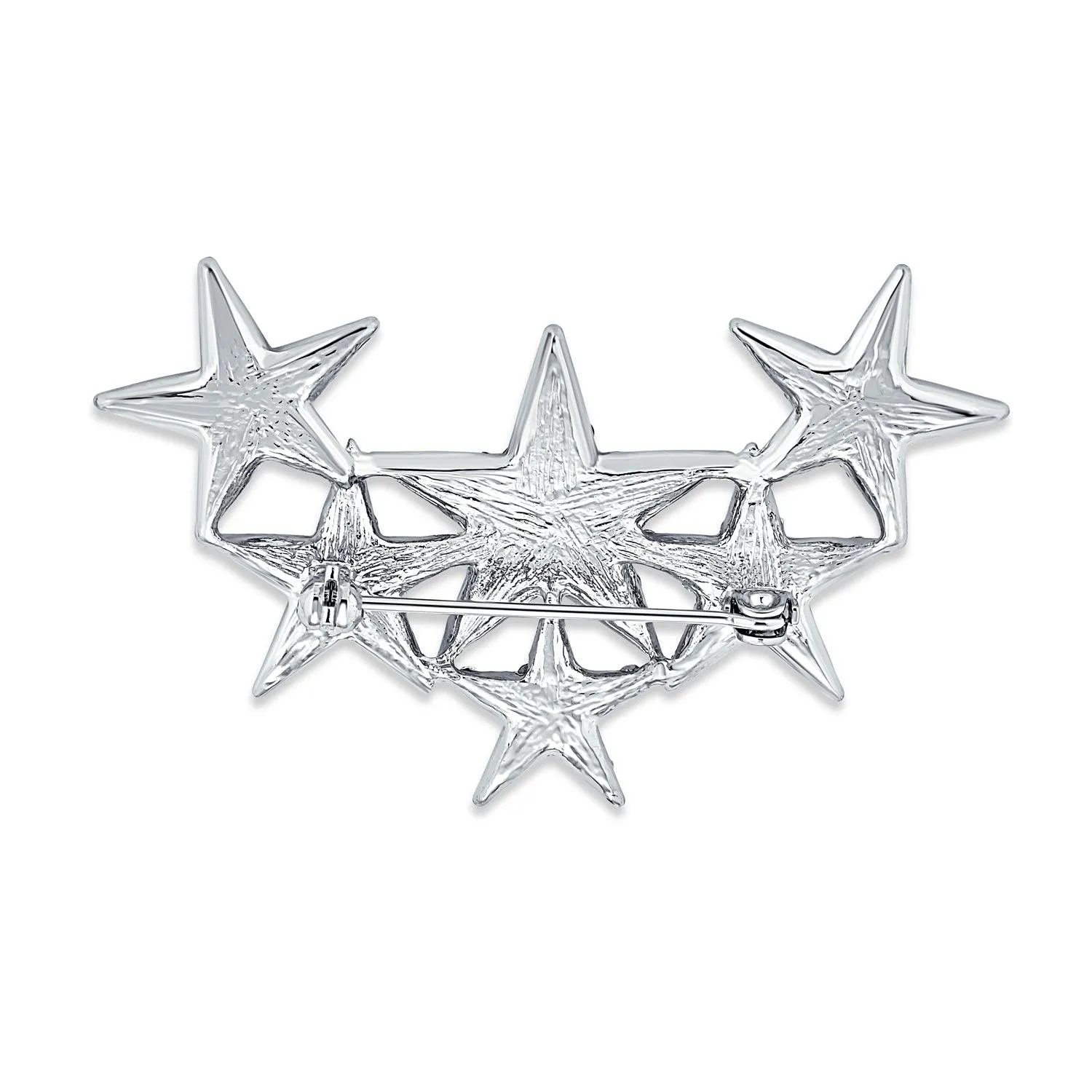 Large Statement Celestial Patriotic USA Rock Star Crystal Stars Brooche Pin SilverGold