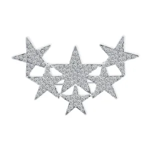 Large Statement Celestial Patriotic USA Rock Star Crystal Stars Brooche Pin SilverGold