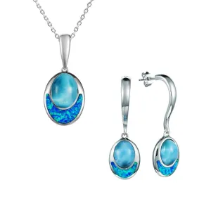 Larimar & Opal Moonrise Pendant & Earrings Set