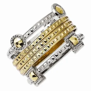 Laundry Silver-tone w/Simulated Gold-tone Stones 5 Piece Bangle