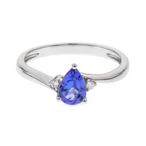 Laura 10K White Gold Pear-Cut Tanzanian Tanzanite Ring