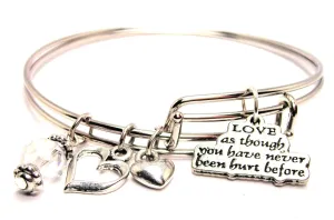 Love As Though You Have Never Been Hurt Expandable Bangle Bracelet Set