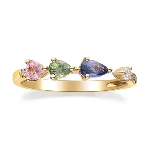 Madilyn 14K Yellow Gold Pear-Cut Multi Sapphire Ring