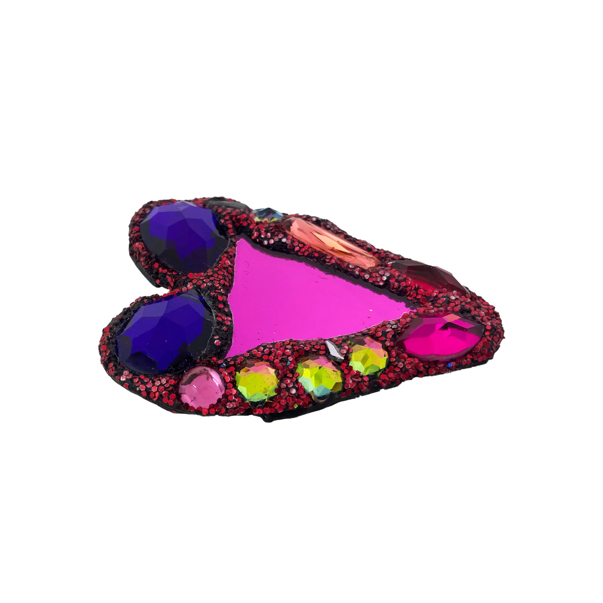 MAGENTA PINK & PURPLE CRYSTAL HEART BROOCH, 2023