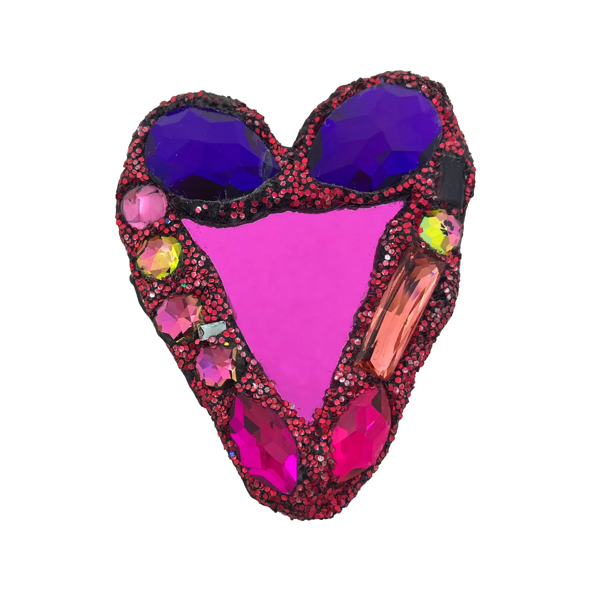 MAGENTA PINK & PURPLE CRYSTAL HEART BROOCH, 2023