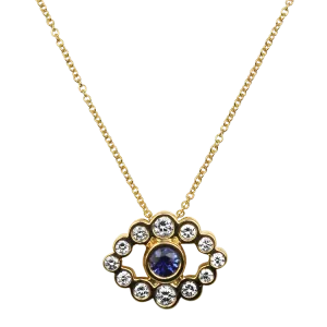 Mark Henry 18k Yellow Gold "Bubbly Evil Eye Sapphire and Diamond" Necklace