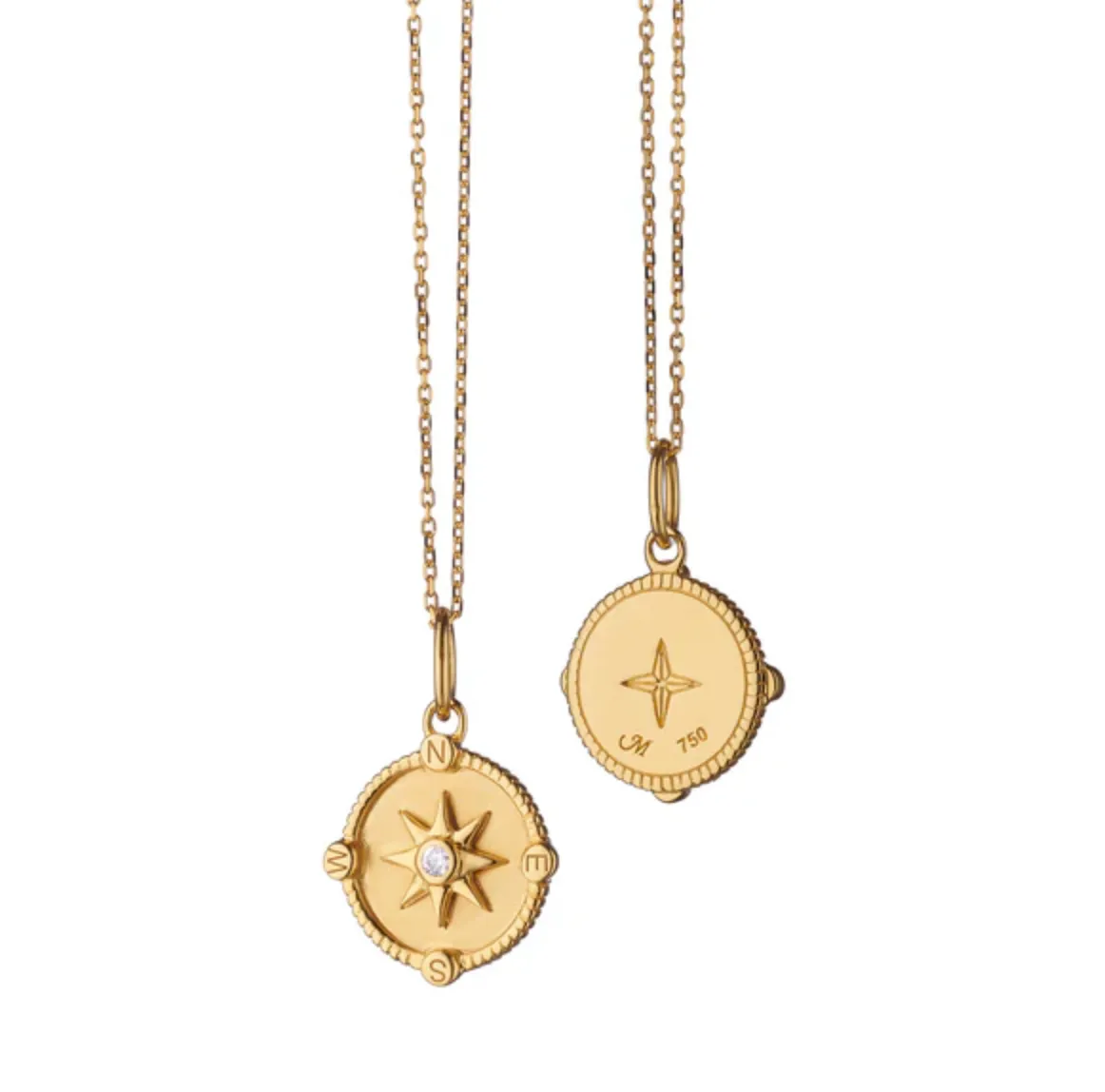 Monica Rich Kosann 18k Yellow Gold Miniature Compass Necklace