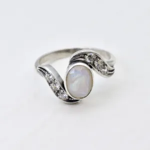 Moonstone Promise Ring - Natural Rainbow Moonstone Ring - Unique Vintage Ring