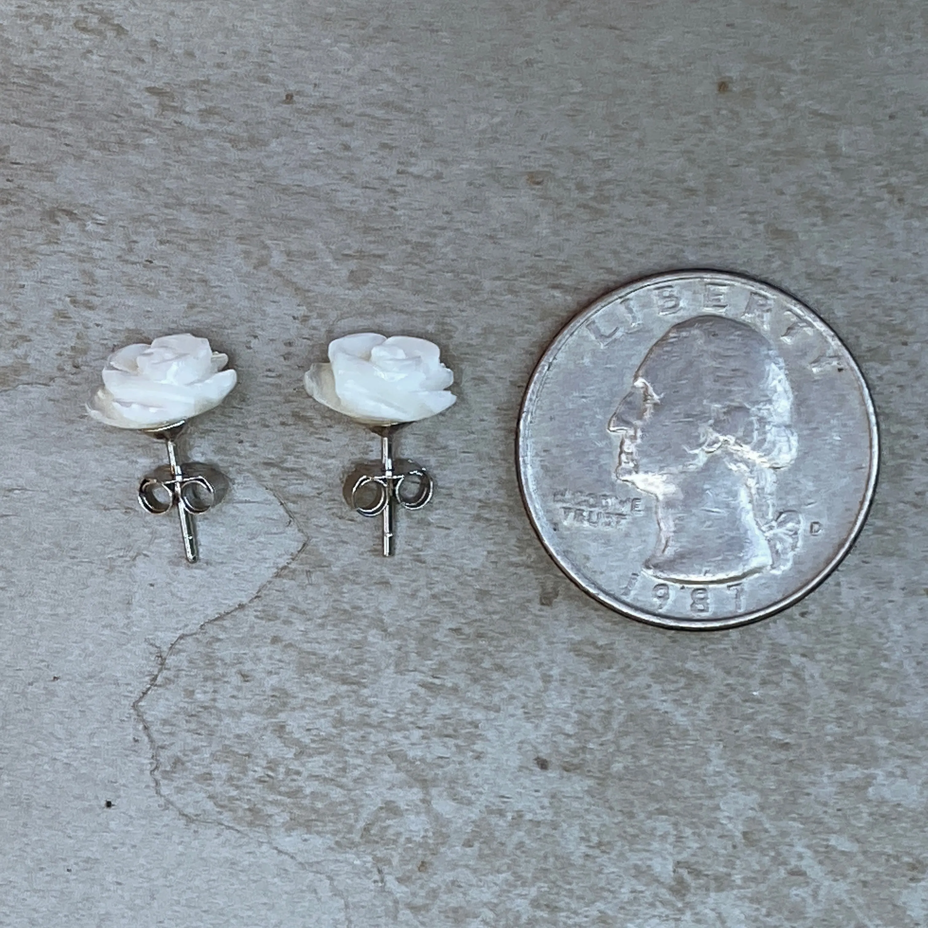 Mother of Pearl Flower Stud Earrings