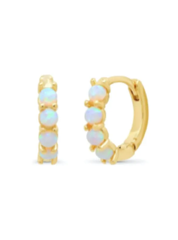 Opal Huggie Hoops