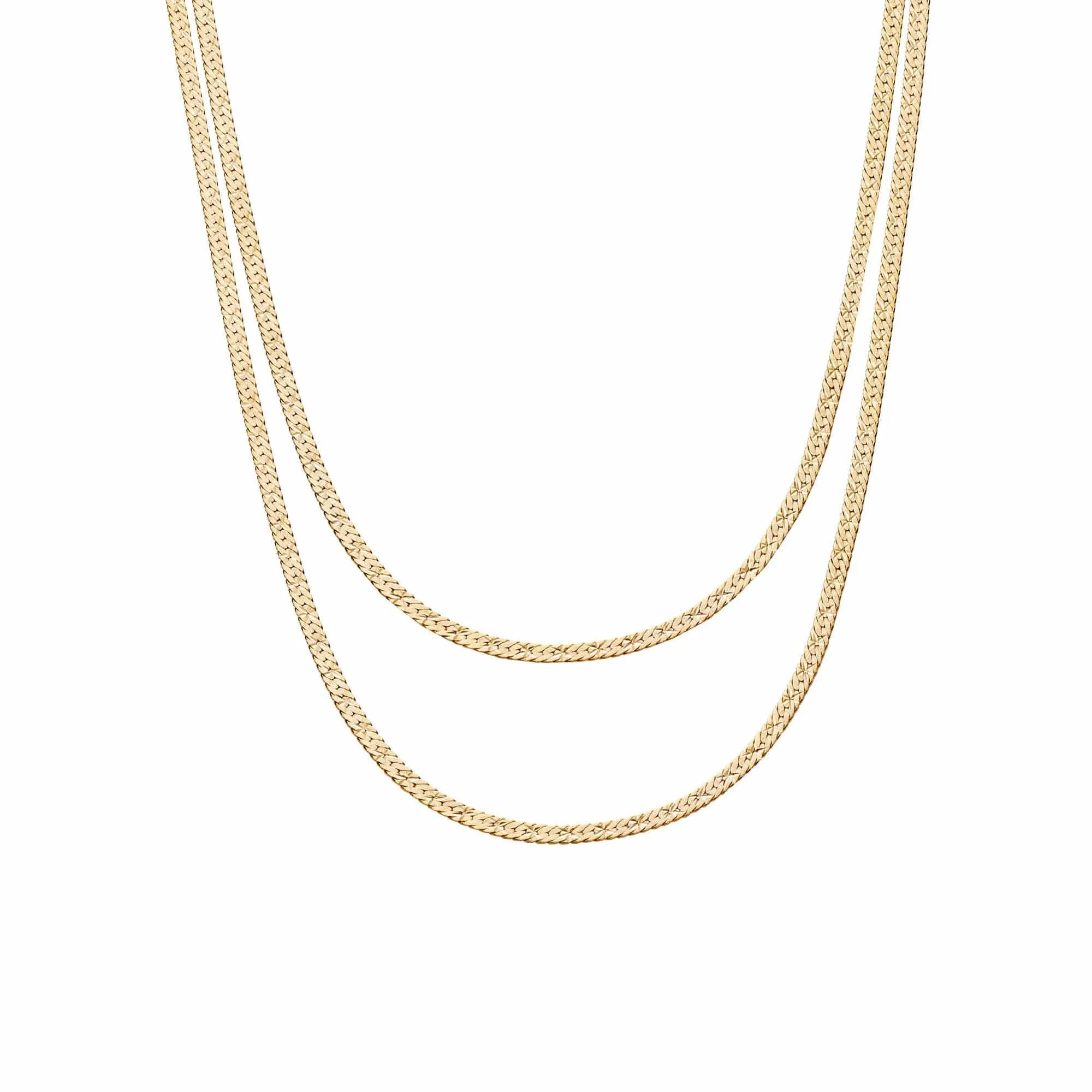 Original Snake Chain Necklace Layering Set 18ct Gold Plate