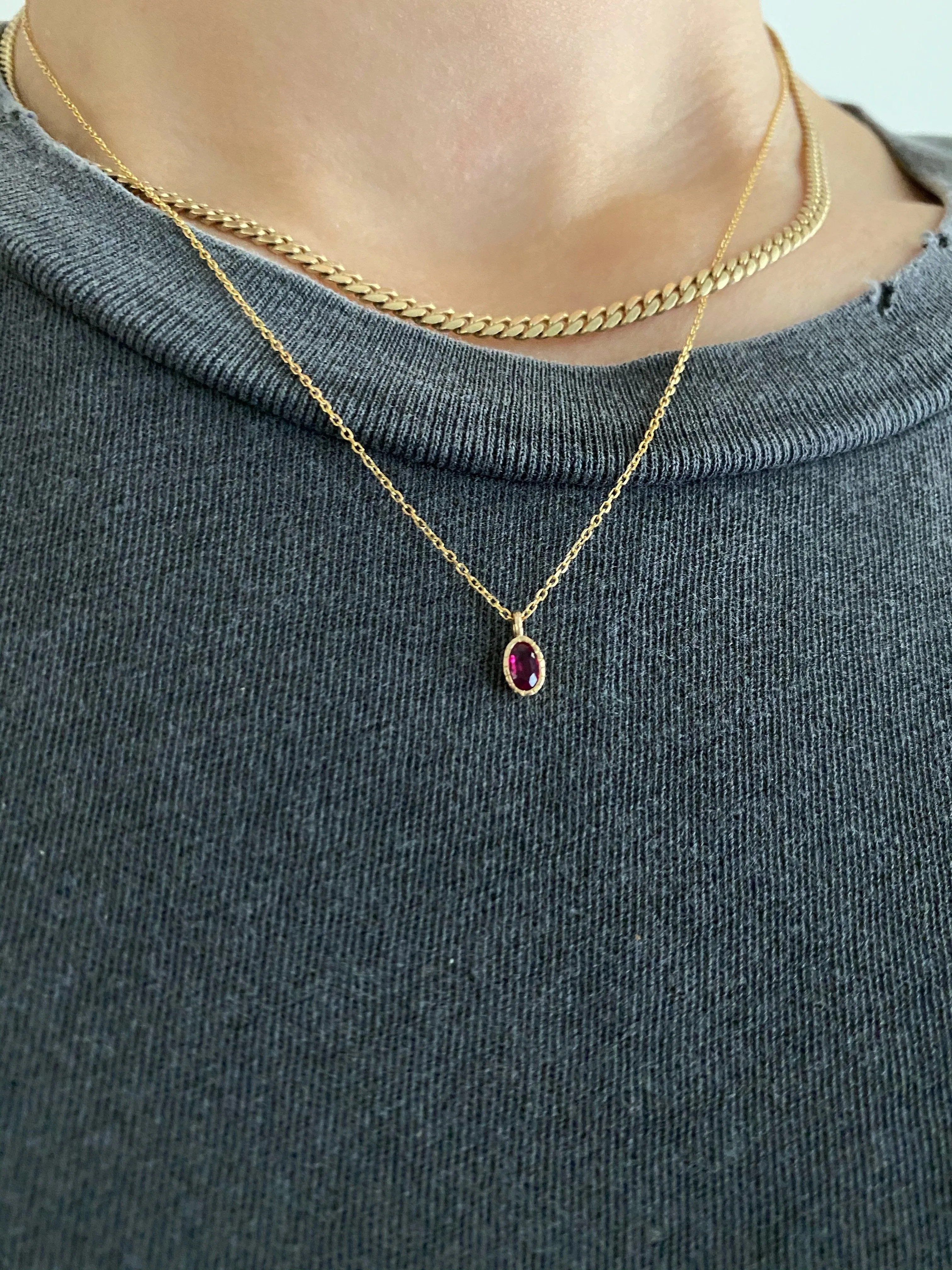 Oval Ruby Wisp Necklace