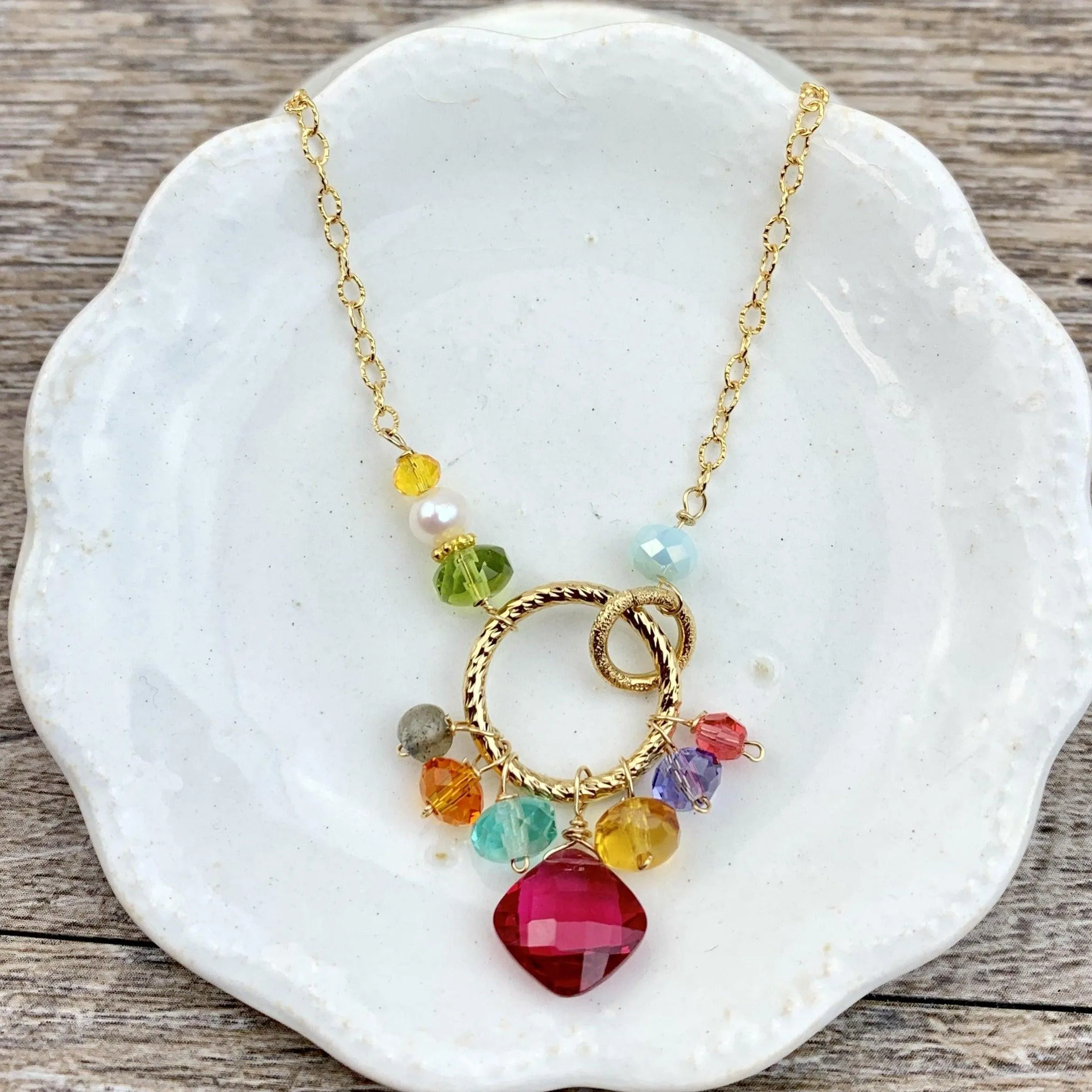 Paige Colorful Gems Pendant Necklace