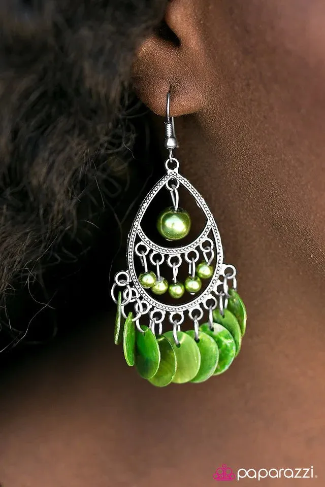 Paparazzi Earring ~ At Sea Level - Green