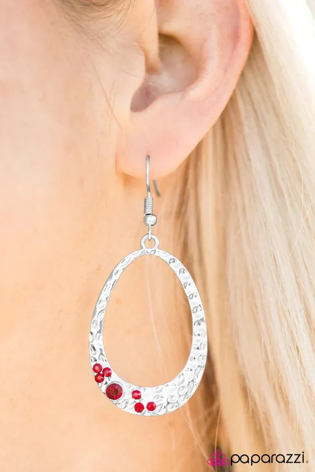 Paparazzi Earring ~ Party Over Here - Red