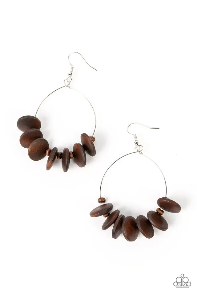 Paparazzi Earring ~ Surf Camp - Brown