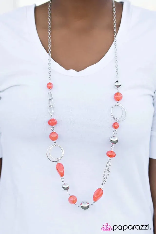 Paparazzi Necklace ~ Glam Grotto - Orange