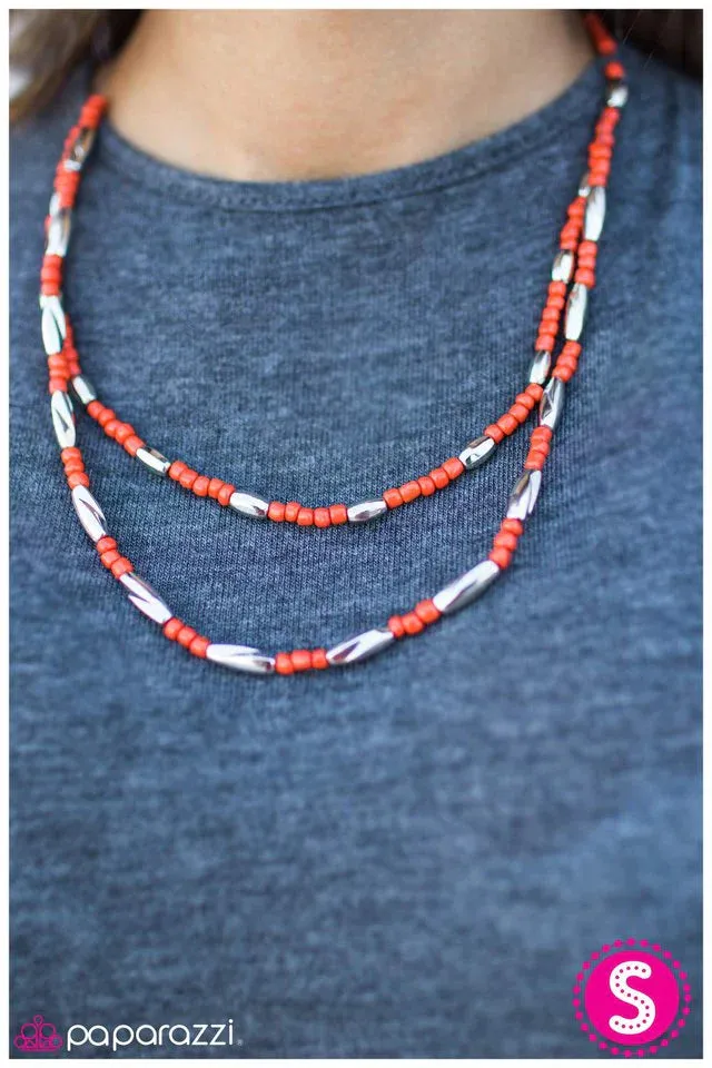 Paparazzi Necklace ~ I Should BEAD So Lucky - Orange