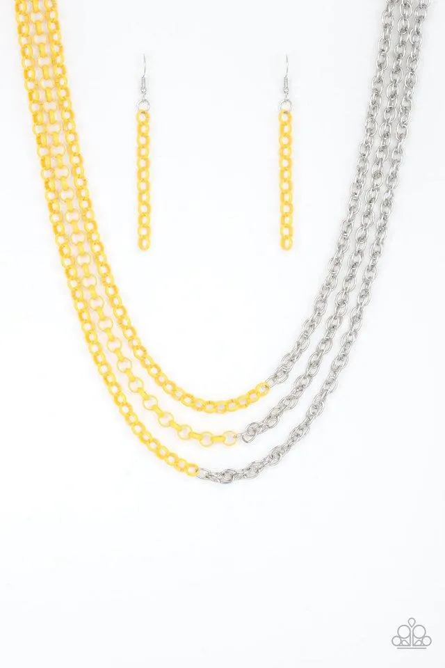 Paparazzi Necklace ~ Turn Up The Volume - Yellow