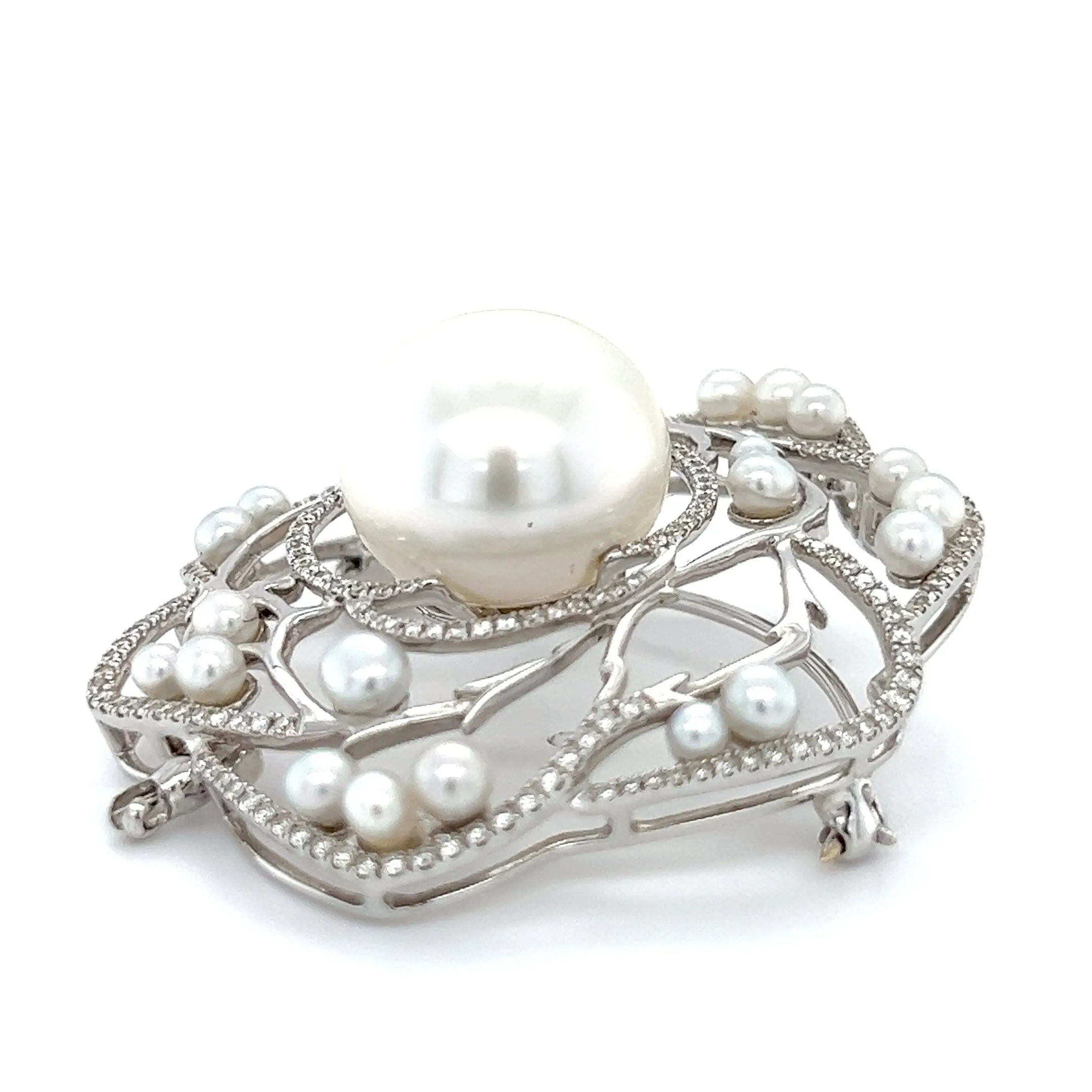 Pearl & Diamond Brooch