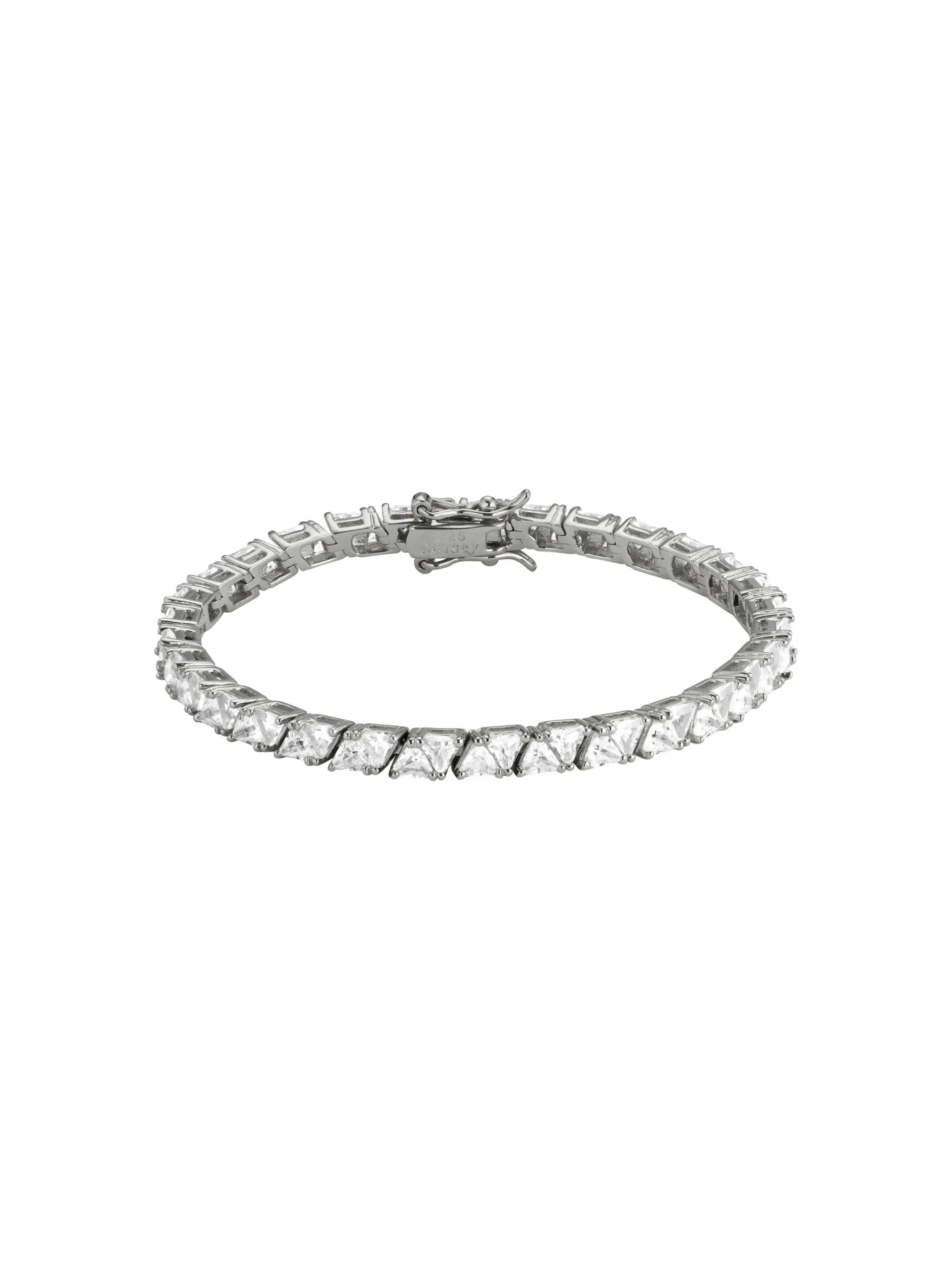 Petite Theodora Double Trillion, Lab White Sapphire Silver Rivière Bracelet