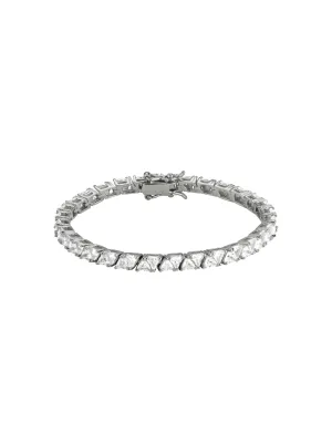 Petite Theodora Double Trillion, Lab White Sapphire Silver Rivière Bracelet