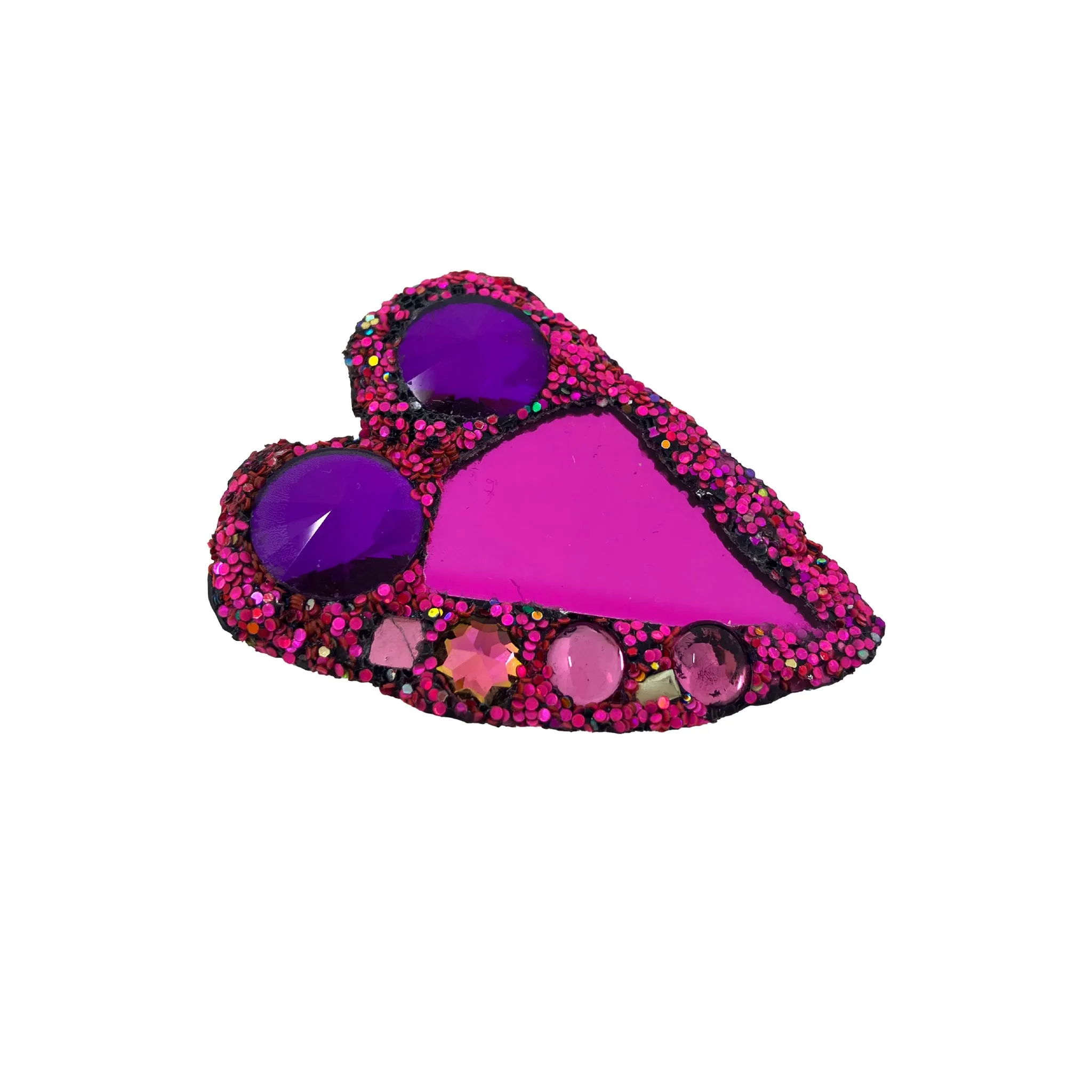 PINK & PURPLE CRYSTAL HEART BROOCH, 2023