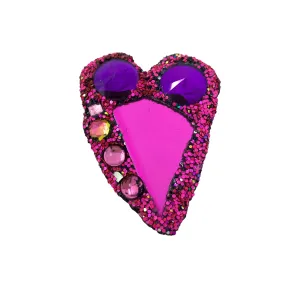 PINK & PURPLE CRYSTAL HEART BROOCH, 2023