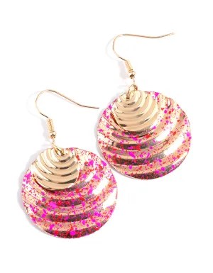 Pink Splatter Ripple Drop Earrings