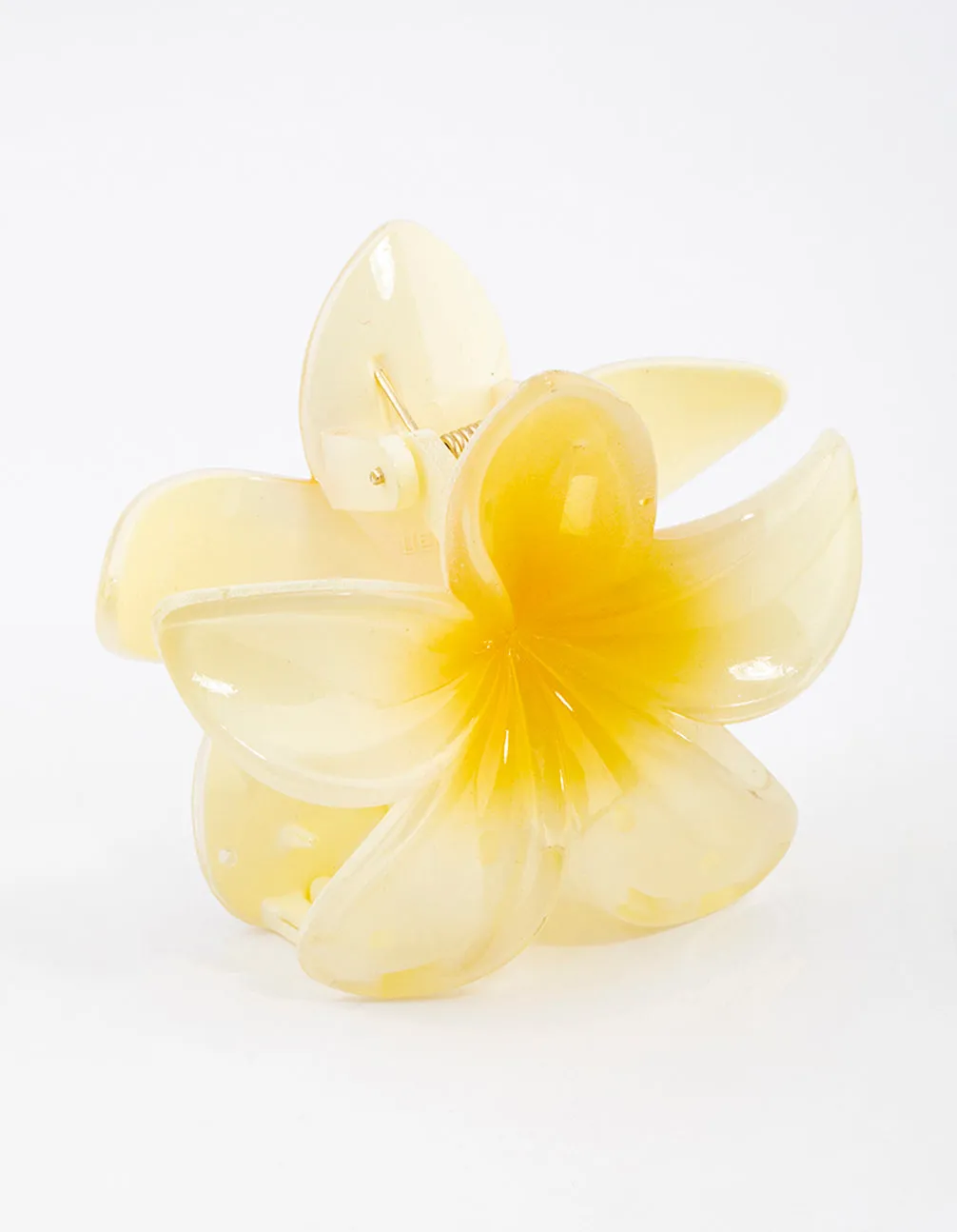 Plastic Yellow Ombre Hibiscus Flower Claw Clip