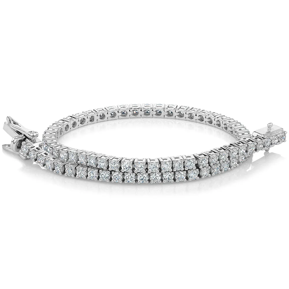 Premium Laboratory Created Diamond, 3 carat TW round brilliant tennis bracelet in 18 carat white gold