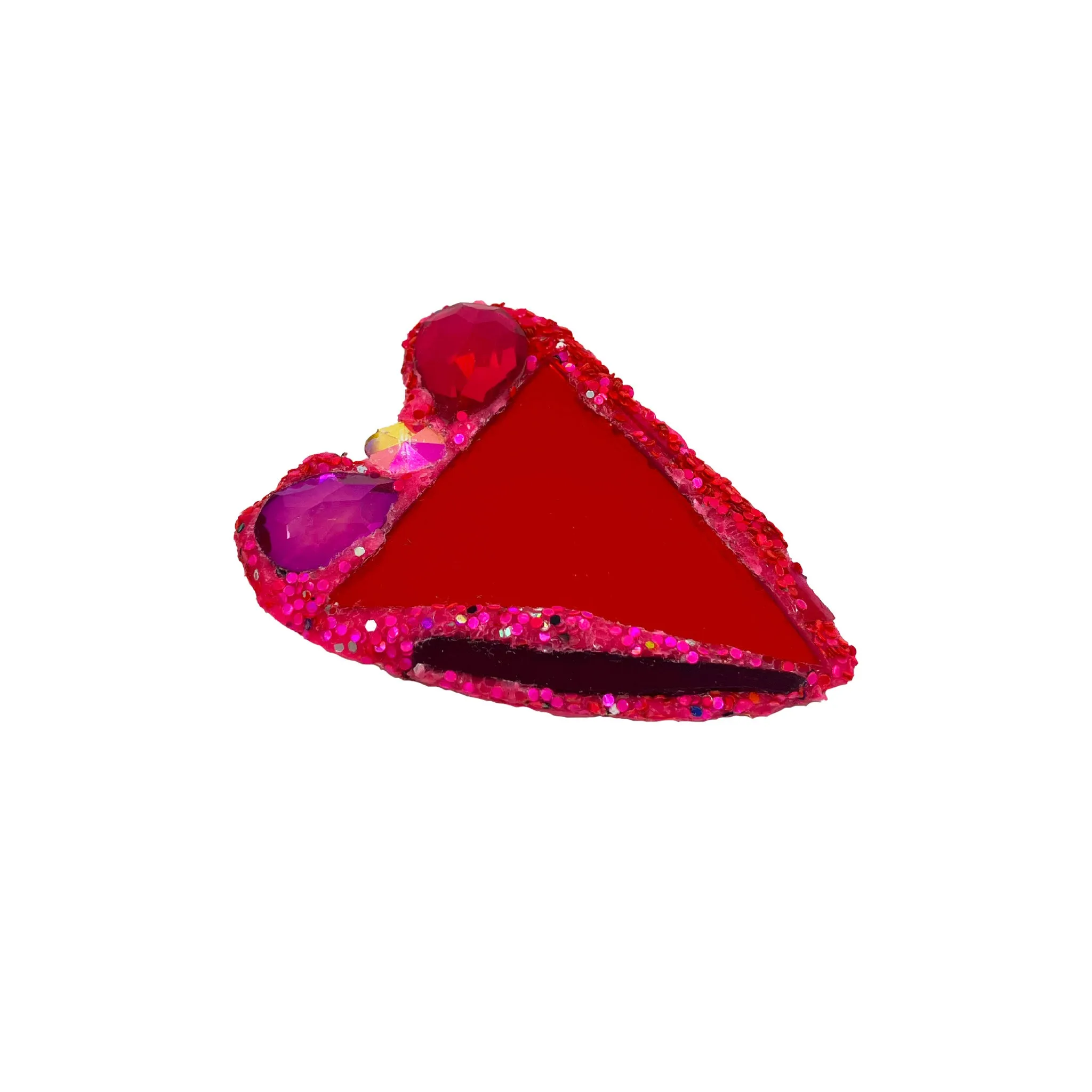 RED & PINK CRYSTAL HEART BROOCH, 2023