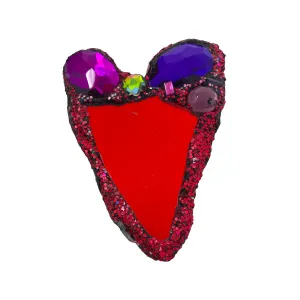 RED & PURPLE CRYSTAL HEART BROOCH, 2023