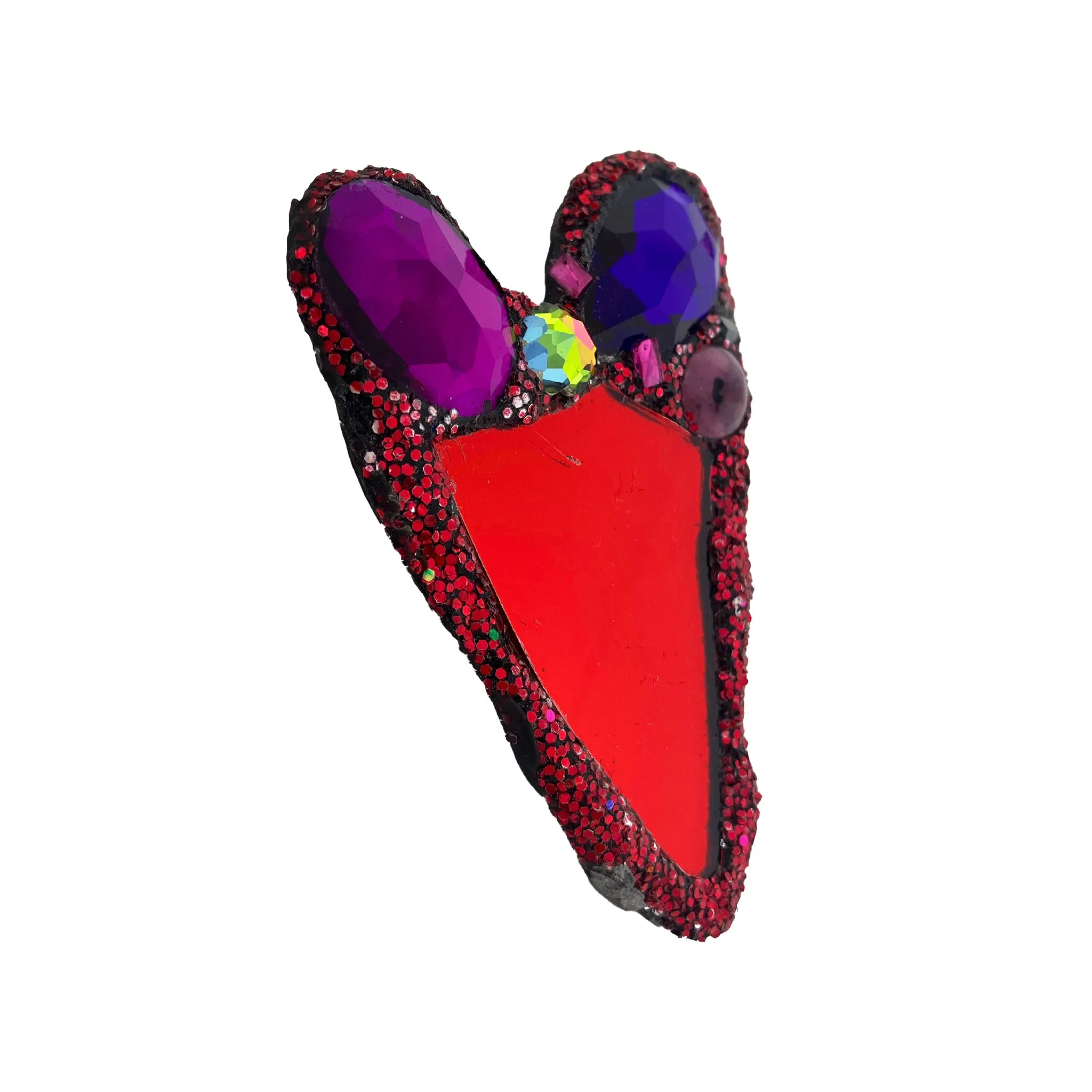 RED & PURPLE CRYSTAL HEART BROOCH, 2023