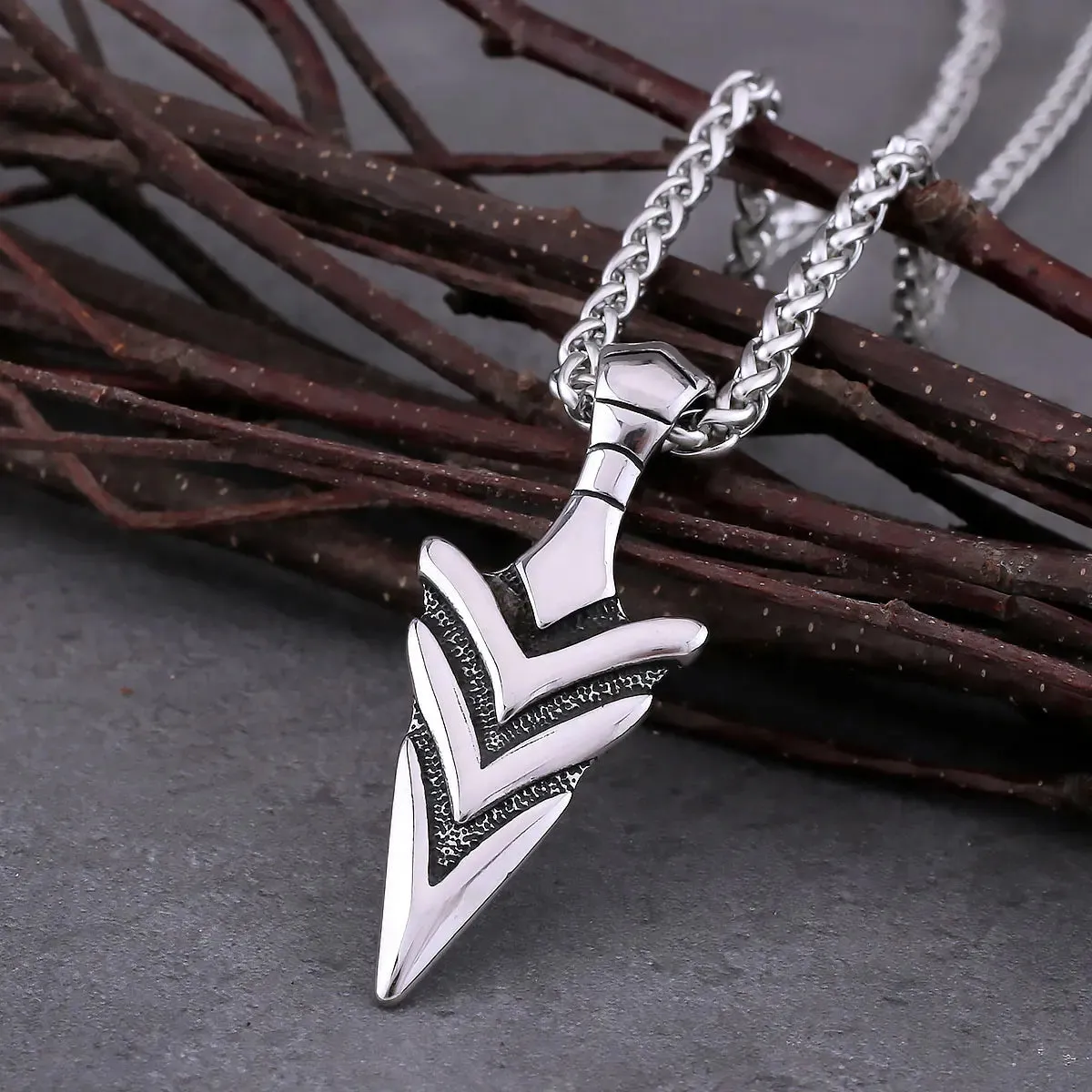 Retro Charm Nordic Spartan Warrior Spear Viking Necklace