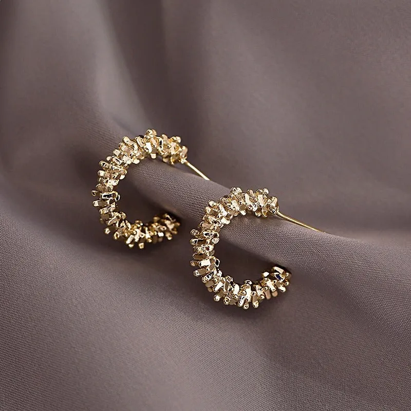 Retro Small and Unique C-Shaped Jewelry Hoop Earrings