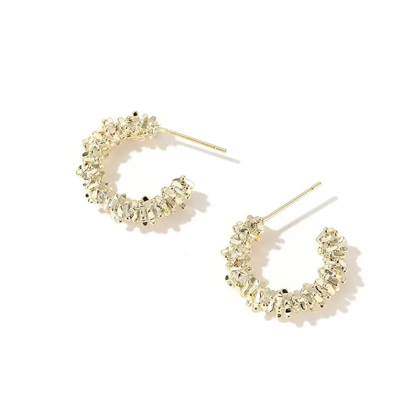 Retro Small and Unique C-Shaped Jewelry Hoop Earrings