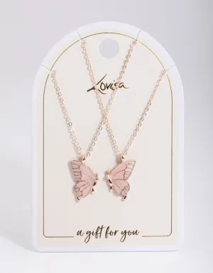 Rose Gold Best Friend Butterfly Necklace Pack