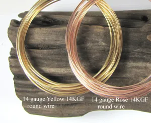 Rose Gold filled, yellow Gold filled, 14 gauge, round wire, adjustable bracelet, bangle wire, stack ring wire, per foot