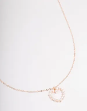 Rose Gold Pearl Heart Necklace