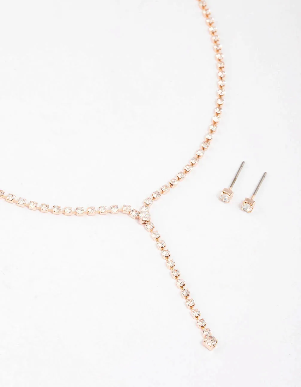 Rose Gold Y-Shaped Cupchain Necklace & Earring Set